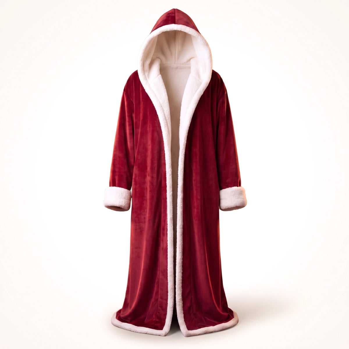 Rosey Robe heated hooded robe in deep red