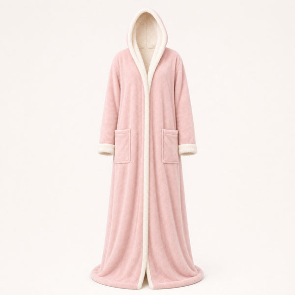 Rosey Robe heated hooded robe in dusty pink